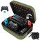 TOENNESEN COOWPS Switch Case for Nintendo Switch and Switch OLED Model Portable Full Protection Carrying Travel Bag with 18 Game Cards Storage for Switch Console Pro Controller Accessories Green