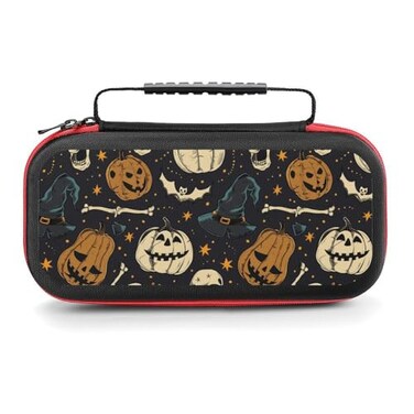 AoHanan Switch Carrying Case Halloween with Pumpkins Skull Travel Protection Storage Case for Console Accessories Hard Shell 20 Games Cartridges