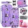 TIKOdirect Carrying Case for Switch OLED Cute Portable Travel Bag in Lovely Pattern Design of Purple Interior with Soft Protective Case Screen Protectors and Thumb Grip caps Purple