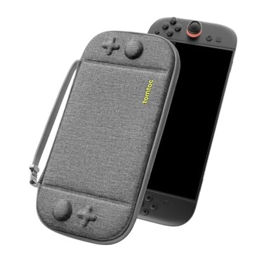 tomtoc Slim Carrying Case for Nintendo Switch 2 Model 2025 Odorless Felt Protective Hard Shell with 12 Game Card Slots Portable Travel Storage Case with Original Patent and Military Grade Protection