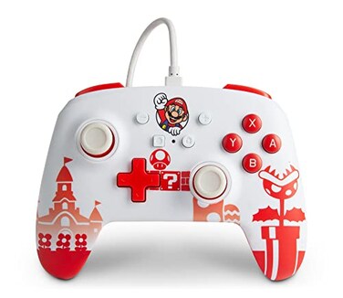 PowerA Enhanced Wired Controller for Nintendo Switch Mario RedWhite Gamepad game controller wired controller officially licensed Nintendo Switch