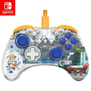 PDP REALMz Nintendo Switch Pro Controller Customizable LED Lighting 35mm Headphone Jack Officially Licensed by Nintendo and SEGA Sonic Superstars Tails Seaside Hill Zone