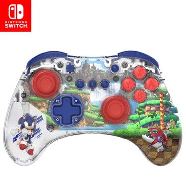 PDP REALMz Wireless Nintendo Switch Pro Controller Customizable LED 40 Hour Rechargeable Battery Power Officially Licensed by Nintendo and SEGA Sonic Superstars Sonic Green Hill Zone