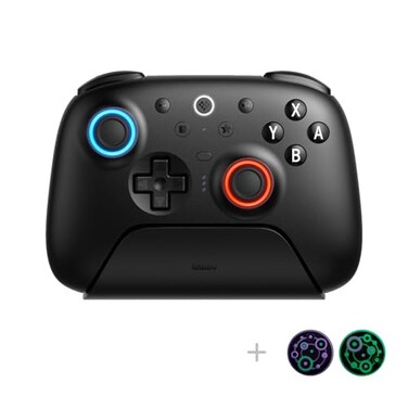 8Bitdo Ultimate 2 Bluetooth Controller with TMR Joysticks Switchable Hall EffectTactile Triggers Vibration Motion Control RGB Fire Ring and Back Buttons for SwitchSwitch 2 Windows PC Black
