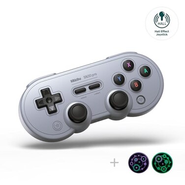 8Bitdo Sn30 Pro Wireless Bluetooth Controller Hall Effect Joystick Update Retro Gamepad for SwitchSwitch 2 PC Steam Deck Android Raspberry PI iPhone iPad macOS and Apple TV Gray Edition