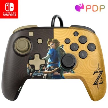 PDP REMATCH Enhanced Wired Nintendo Switch Pro Controller Switch LiteOLED Compatible Zelda Breath of the Wild GoldBlack
