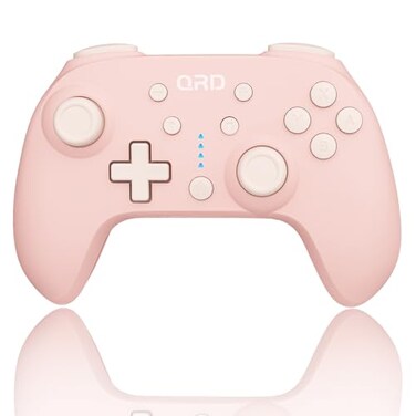 QRD Junior E5 Wireless Controller for SwitchLiteOLEDSwitch 2 Windows PC Mac iOS Android6 Axis GyroTURBO Switch Controller Pink