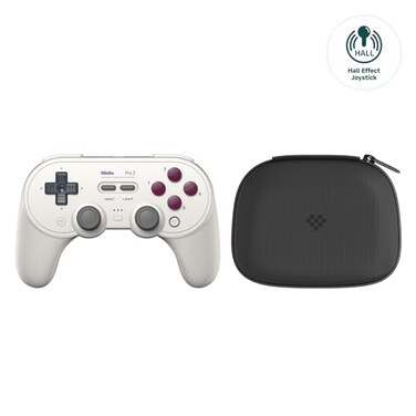 8Bitdo Pro 2 Wireless Bluetooth Controller with Travel Case Hall Effect Joystick Update Retro Gamepad for SwitchSwitch 2 PC Android and Steam Deck Apple G Classic Edition