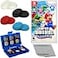 PremGear Super Mario Bros Wonder for Nintendo Switch US Version with Thumb Grips 8 pack Black Blue Red Clear 24 Slot Game Card Holder Cleaning Cloth