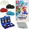PremGear Super Mario Bros Wonder for Nintendo Switch US Version with Thumb Grips 8 pack Black Blue Red Clear 24 Slot Game Card Holder Cleaning Cloth
