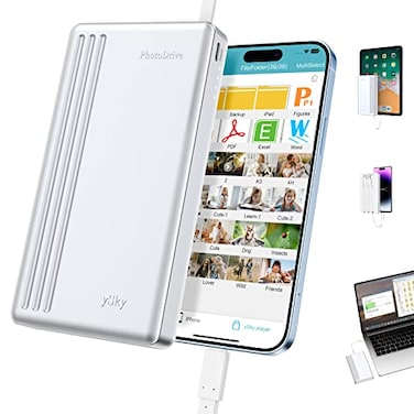 ySky MFi 2TB External Hard Drive for iPhone iPad MacBook ComputerPhoto Stick USB Flash Drive Storage Device for iPhone 1716 151413 to Backup Photo Video Music File OneTouch Backup