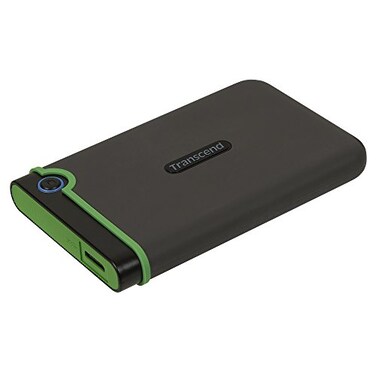 Transcend StoreJet 2TB Rugged External Hard Drive USB315Gbps Portable HDD wOne Touch AutoBackup ButtonAntiShock ResistantCompactLightweightLightningFast Speeds Iron Gray TS2TSJ25M3S