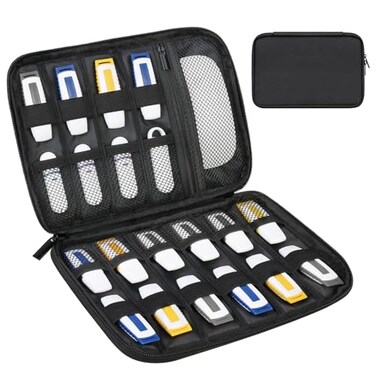 Lacdo USB Flash Drive Case Thumb Drive Holder Case Organizer Portable Electronic Accessories Storage Bag for SanDiskSamsungSamData USB Flash Drives Jump Drive Memory Stick Cable SD Card Black