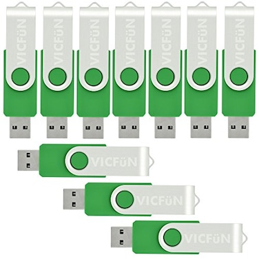 VICFUN 10 Pack 16GB USB Flash Drives USB 20 16GB Flash Drive Swivel USB Memory StickGreen