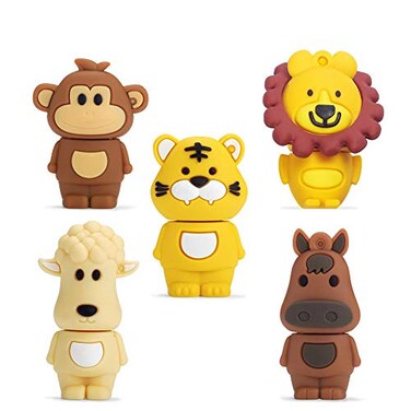 BORLTER CLAMP 16GB USB Flash Drive Pack of 5 Pcs BorlterClamp Cute Animal Pattern USB Drive Thumb Drive Memory Stick Gift for Students and Children