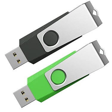 Aiibe 64GB Flash Drive 2 Pack 64GB USB Flash Drive Thumb Drive Zip Drive USB 20 Memory Stick USB Drive with Keychain 64G 2 Colors Black Green