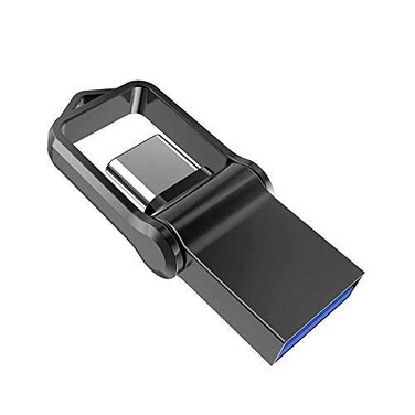 KALSAN Type C Flash Drive 32GB Thumb Drive 32GB 2 in 1 OTG Type C USB 30 Dua Flashl Drive Waterproof Memory Stick with Keychain MetalBlack