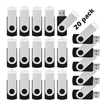 KOOTION 20 Pack 16GB USB 30 Flash Drive Bulk Swivel USB Stick Thumb Drive Memory Stick for Data Storage Black