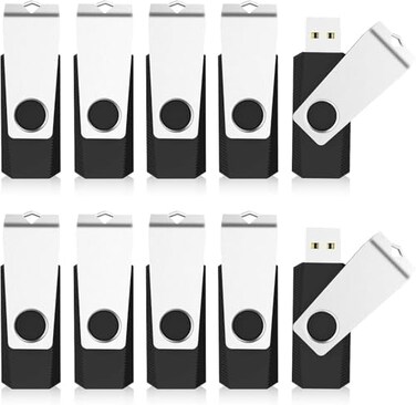 TOPESEL 20Pack 1GB USB Flash Drive 20 Stick Bulk Thumb Drive Swivel 1GB Pen Drive Jump Drive for Data Storage 20Pack Black