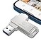 LANSLSY 256GB Flash Drive for Phone Memory StickPhone Flash Drive USB 30 External Storage3 in 1 Photo Stick is Compatible with i 0SPadAndroidPCMac 256GB Silver