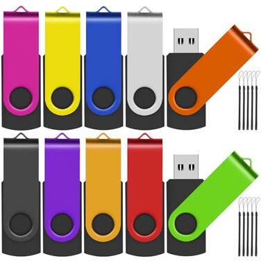 EASTBULL Flash Drives Bulk 32GB USB Thumb Drive 10 Pack USB 20 Memory Stick Swivel Pen Drive with Lanyard for Storage and Backup 32 GB 10 Colors