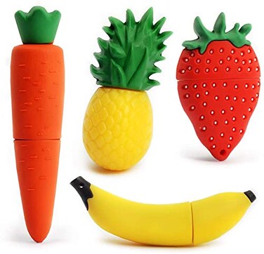 LEIZHAN 4 x 32GB Fruits USB Flash Drive Cute Banana Thumb Drive Pineapple Pendrive Strawberry Photo Stick Carrot Computer Memory Stick USB 20 Creative Backup Drive
