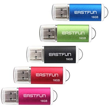 EASTFUN 5 Pack 16GB USB 20 Flash Drive Memory Stick Thumb Drive Thumb Stick Jump Drive Zip Drive Pen Drive with LED Indicator5 Pcs ColorsRoseRedBlackGreenBlue