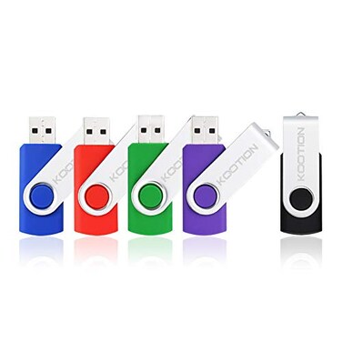 KOOTION 5 X 16GB USB Flash Drive 20 Thumb Drive 16 gb Memory Stick Swivel Keychain Design Mixcolor