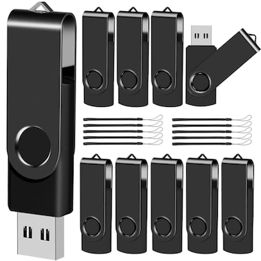EASTBULL 8GB USB Flash Drive Bulk Thumb Drives 10 Pack with Lanyards USB 20 Memory Sticks Zip Drive Pen Drive for Storage and Backup Black 10PCS 8GB