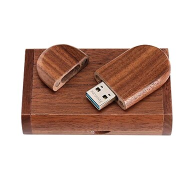 Fire Stone Novelty Wood USB 30 Flash Drive 32GB Data Storage Memory Stick USB Stick Pendrive with Wooden Box Brown