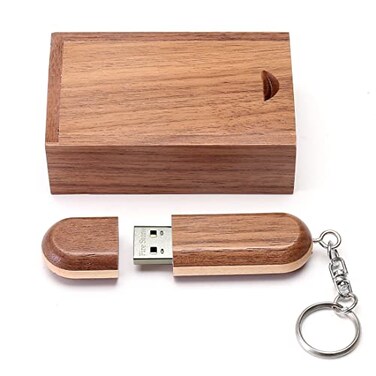 Fire Stone USB 20 Flash Drive TwoColor Wood USB 20 Memory Stick Pen Drives with Wooden Box 16GB Tan