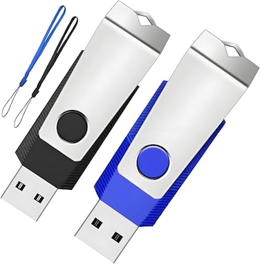Wooolken 4GB Flash Drive 2 Pack USB 20 Thumb Drives Memory Stick with LED Light and Lanyards for Storage and Backup Black Blue