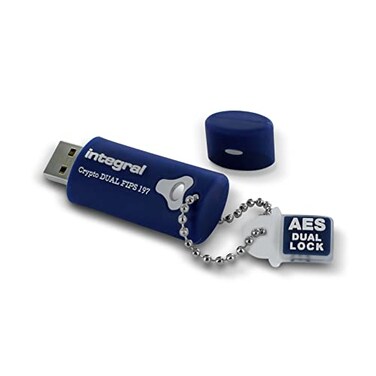 Integral 8GB Crypto197 256Bit Hardware Encrypted 30 Secure Dual Password Flash Memory Drive to FIPS 197 BruteForce Password Attack Protection Rugged DoubleLayer Waterproof Design