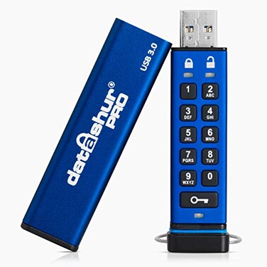 iStorage datAshur PRO 64 GB Encrypted USB Memory Stick FIPS 1402 Level 3 Password protected DustWater Resistant