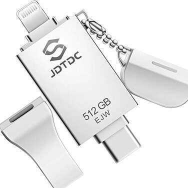 JSL JDTDC 512GB Genuine Apple MFi iPhone Photo Stick Real Capacity 3 in 1 USB C Flash Drive Thumb Drive for iPhone 16151413 iPad Android PC Secure Encryption 1Tap Backup Memory Stick