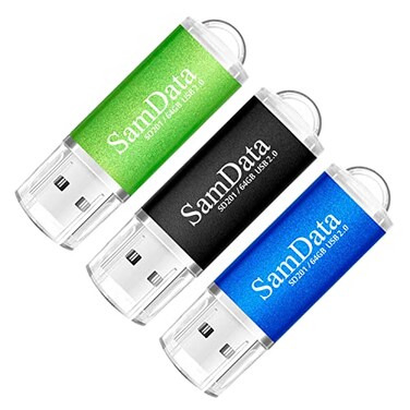 SamData 3 Pack 64GB USB Flash Drives USB 20 Thumb Drives Memory Stick Jump Drive Zip Drive 3 Colors Green Black Blue
