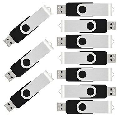 VICFUN 10 Pack 16GB USB Flash Drives 16GB Flash Drive Pack USB 20 Swivel USB Thumb Drives Black