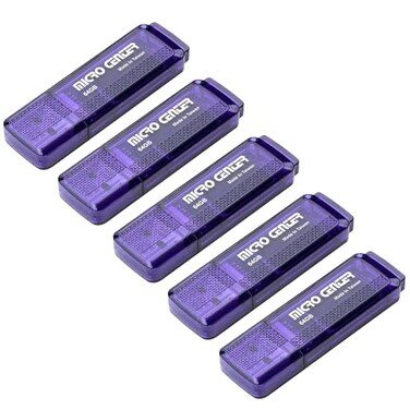 INLAND Micro Center SuperSpeed 5 Pack 64GB USB 30 Flash Drive Gum Size Memory Stick Thumb Drive Data Storage Jump Drive 64G 5Pack