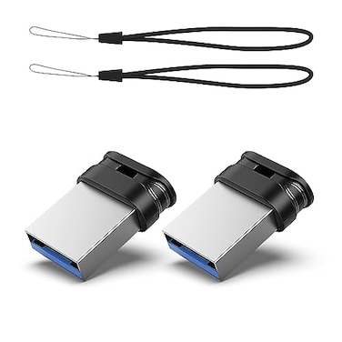 RAOYI 2 Pack 64GB USB 30 Flash Drive Mini Fit USB Stick Ultra Slim Thumb Drive Jump Drive Zip Drive Pen Drive with LanyardBlack