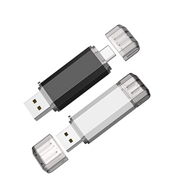 Vansuny 2 Pack 128GB USB C Flash Drive 2 in 1 OTG USB 30 Tape C Memory Stick with Keychain Dual Type C Thumb Drive Photo Stick Jump Drive Black and Silver
