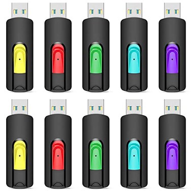 Aiibe 128GB Flash Drive 10 Pack 128GB Thumb Drive USB Drive USB 20 Memory Stick Jump Drives for PC Laptop Red Green Cyan Yellow Purple