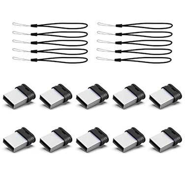 KZZ 32GB Small USB Drive KZZ 10 Pack 32 GB Mini Flash Drive with Lanyard 32G Low Profile USB Flash Drives Micro Thumb Drive for PC Laptop 32GB Black