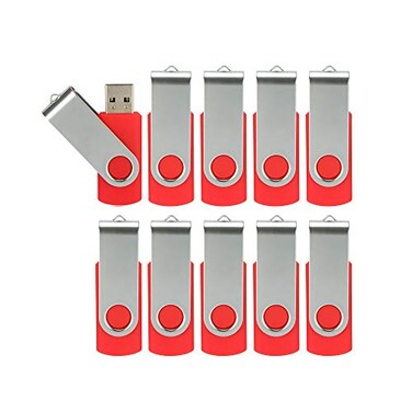 Alihelan 10pcs 4GB USB Flash Drives USB 20 Thumb Drive Bulk Pack Swivel Memory Stick 4 GB Fold Storage Jump Drive Zip Drive 10 Pack Red