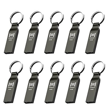 MOSDART Waterproof 16GB USB20 Flash Drive FAT32 Metal Memory Stick with Keychain for System Back Data Storage Titan GraryPack of 10
