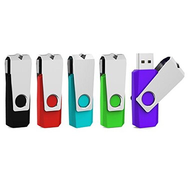 Aiibe 5 Pack 16GB USB Flash Drive 16 GB Flash Drive USB 20 Thumb Drive Pack Reliable Flash Disk Memory Stick USB Drives with Led Light 16G 5 Colors Black Red Cyan Green Purple