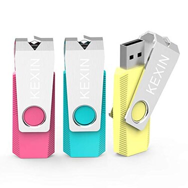 KEXIN 128GB Flash Drive 3 Pack 128GB USB Flash Drive Thumb Drive Zip Drive USB 20 Memory Stick USB Drive with Keychain128G 3 Pack