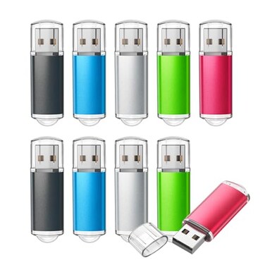 TOPESEL 32GB 10 Pack USB Flash Drive Thume Drive 20 Memory Stick Fold Storage Thumb Stick Jump Drive Pen Swivel Design for PC laptops Tablets TVs car Audio 5 Mixed Colors