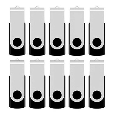 Aiibe 4GB Flash Drive Bulk 4GB USB Flash Drive Thumb Drives 10 Pack USB 20 Memory Stick Jump Drive Zip Drives Swivel Keychain Design Black