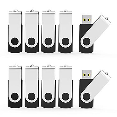 Aiibe 2GB Flash Drives 20 Pack 2GB USB Flash Drive Bulk USB 20 Thumb Drives Swivel Zip Drive 2 GB Black