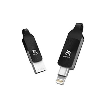 ADAM elements iKlips Duo 128GB MFi Premium Flash Drive Compatible with iPad iPhone 128GB Obsidian Black